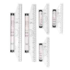 BORDSTRACT 5 Pieces 15cm & 30cm Transparent Lightweight Plastic Rolling Ruler with Protractor for Measuring & Drawing