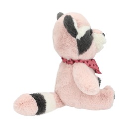 Depesche 13431 Snukis Cuddly Toy Raccoon in Pink/Grey with Pointed Ears, Approx. 18 cm Plush Toy with Pink Heart Scarf