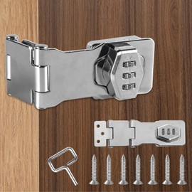 Double Hinge Cabinet Password Hasp Lock Zinc Alloy Cabinet Door Password Lock Password Rotary Hasp Lock 3 Digit Sliding Lockable Rotary Door Lock Hasp for Cabinets, Doors, Flip Barn Door (Silver)
