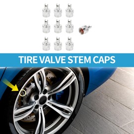 A ABSOPRO Tire Valve Stem Caps 9x15MM Car Wheel Valve Cap Copper Rubber Silver Tone for Car Bike Motorcycle Truck Anti Crash Tyre Valve Stem Cover Valve Dust Cap Tire Valve Cap 10 Pcs