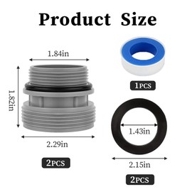 SIGANDG Pool Hose Adapter Set, 4560 Pool Adapter Hose Conversion Kit for 40 mm to 1 1/2 Inch Hose, Compatible with Intex, Coleman Filter Pumps, with Seal, Pack of 2