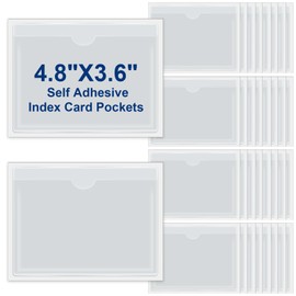 Chinco 30 Pcs Self Adhesive Pockets, Bin Labels for Storage Bins, Clear Pocket Label Sleeves, Plastic Index Card Holder with Top Open for Organizing Bins Box Drawer(3.6 x 4.8 Inches)