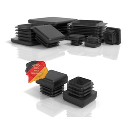 PD Lamellar Plugs 15 x 15 mm for Square Tube (External Dimensions) Square End Caps Made of PE Plastic Pipe Plugs for Pipe Cover of Metal Pipe and Aluminium Profile Square Plugs Black Pack of 4