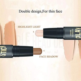 Bluemega - Palo de Contorno Contour Stick, 2 en 1 Maquillaje Highlight Shading Stick, kit de contorno natural y bronceador en barra, corrector de contorno de doble cabeza