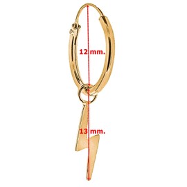 ENTREPLATA Sterling Silver Golden 24 Carat Gold-Plated Flash Earrings Silver Hoop Earrings with Flash Pendants Creole Unisex Creole Earrings with Flash Pendant