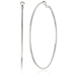 Guess Women's Square Edge Hoop Silver Hoop Earrings
