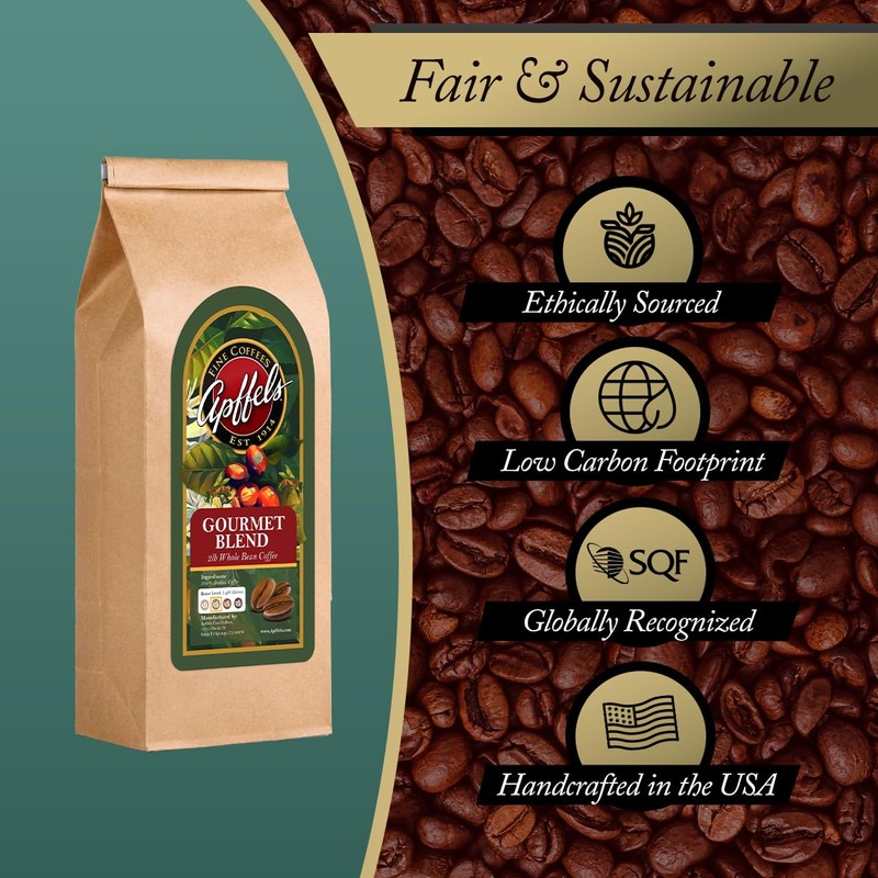 Apffels Original Gourmet Blend – Whole Bean, Medium Roast, 100%