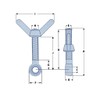 Eye bolt with Wing Nut Stainless Steel 16MM x 100MM