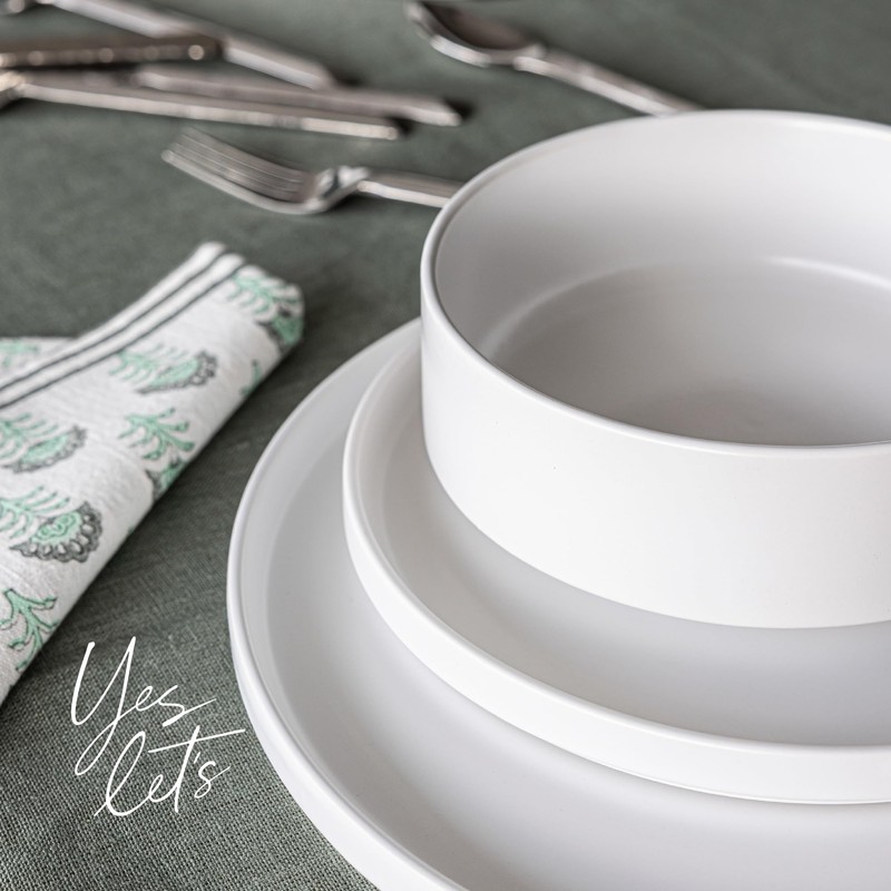 over&back Stackable Cereal Bowl Set - Stoneware Dishes - Comes