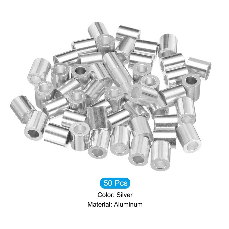 sourcing map 3/16" 5mm Aluminum Crimping Loop Sleeve Single Round