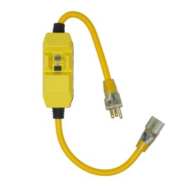 Woods 2817 Jacket Contractor Grade SJTW Super Flexible Extension Cord with In-Line Gfci and Lightened End, 3 12 Awg, 15 A, 1-Outlet, Yellow