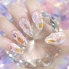 Ice full stone handmade nail tip - short ballerina /