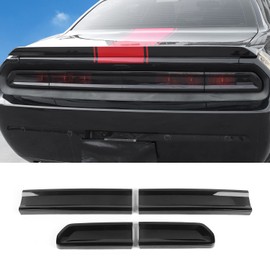 CheroCar TailLight Cover Tail Lamp Cover Guard Trim Bezel Frame Decor Exterior Accessories for 2009-2014 Dodge Challenger, Smoked Black