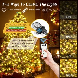 Christmas Tree Lights 400 LEDs, aneeway Christmas Lights with 8 Light Modes & Memory Function, 6.6FT x 16 String Lights with Timing Function & Remote Control for Christmas Ornaments -Warm White