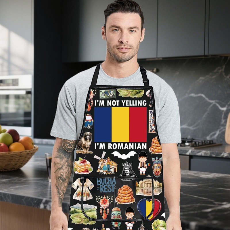 MYSOMY Romanian Kitchen Apron Romania Gift Romanian Themed Gifts Romanian