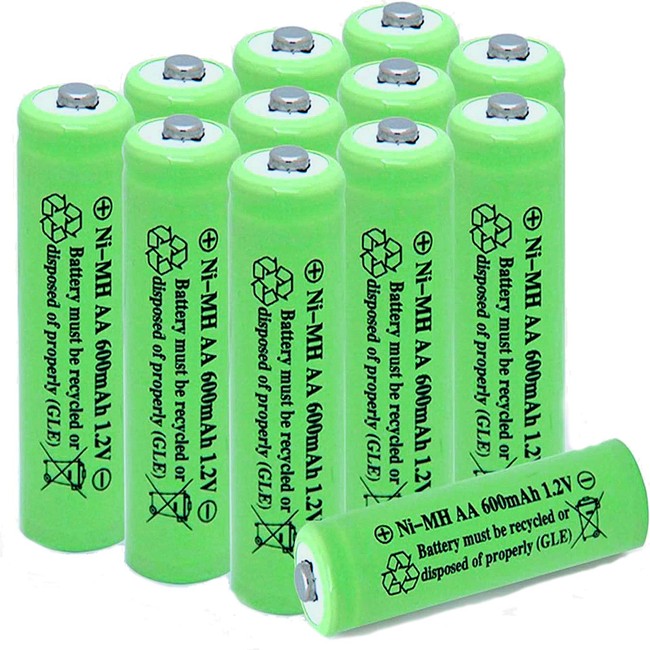 OXWINOU AA Ni-MH 600mAh 1.2V Rechargeable Battery for Outdoor Solar Lights,Garden Lights, Remotes, Mice (Green 12 PCS)