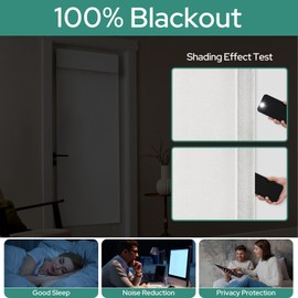 HOMEIDEAS 100% Linen Blackout French Door Curtains, Privacy Door Window Curtains, 26 X 68 Inch Room Darkening Blinds, Thermal Insulated Shades for Bedroom, 1 Panel, White