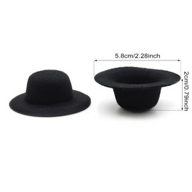 LEKAI 12 mini sombreros de fieltro en miniatura, sombreros de muñeca hechos a mano, sombreros pequeños, 5,8 cm (negro 12)