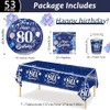 MORAINJAY 53Pcs Birthday Tableware Set for 80,Navy Blue Silver Tableware