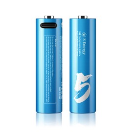 S Energy USB Rechargeable AA Batteries, High Capacity Lithium Polymer 1.5V 1600mAh Battery, 1.5 H Fast Charge, 1200 Cycle with Type C Port Cable, Constant Outpu4-Pack