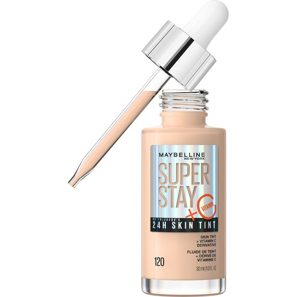 Maybelline Super Stay Up To 24H Skin Tint Foundation, skin-like coverage, with Vitamin C*, Shade 120, 30ml