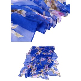 FAIRYGATE Schal Damen Blau Stola Damen Festlich Frauen Seidenschal Elegante Leichte Lange Verlaufsfarben Seidenschal Anti Allergie Tuch Sonnenschutz Chiffon Schal A4914