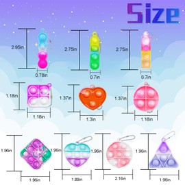 180 PCS Pop Fidget Keychain,10 Kinds Mini Fidget Toys Bulk Party Favors for Kids,Bubble Sensory Stocking Stuffers Push Pops Bulk Toys Its Small Prizes for Kids Classroom Birthday Bubble Poppers