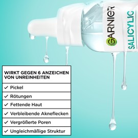 Garnier Hautklar Salicylic 7-Day Clinical Siero anti-impurità – 7% complesso con acido salicilico e niacinamide – Siero viso contro brufoli, pori e brufoli – Per pelli sensibili, 30 ml