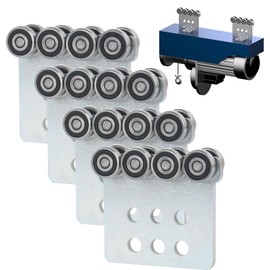 Fuperoo 8 Wheel Trolley Assembly Rollers.Eight Bearing Trolley Assembly.The top of The Trolley has Room for Set Screws, Allowing The use of a 1-5/8" high Strut Channelor Higher Metal Strut Channel.
