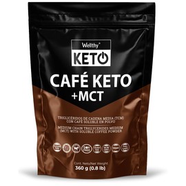 WELLTHY KETO  Café Keto 360g. Café Soluble Adicionado con MCT en Polvo de fácil preparación. Gluten Free, Vegano, Paleo Safe, Non GMO, Sin Azúcar...  