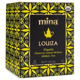 Mina Louiza, Organic Moroccan Lemon Verbena Tea, Organic Herbal Tea Bags, 15 Biodegradable Sachets, Refreshing Lemon Tea, Caffeine Free, Moroccan Lemon Verbena Tea Bags