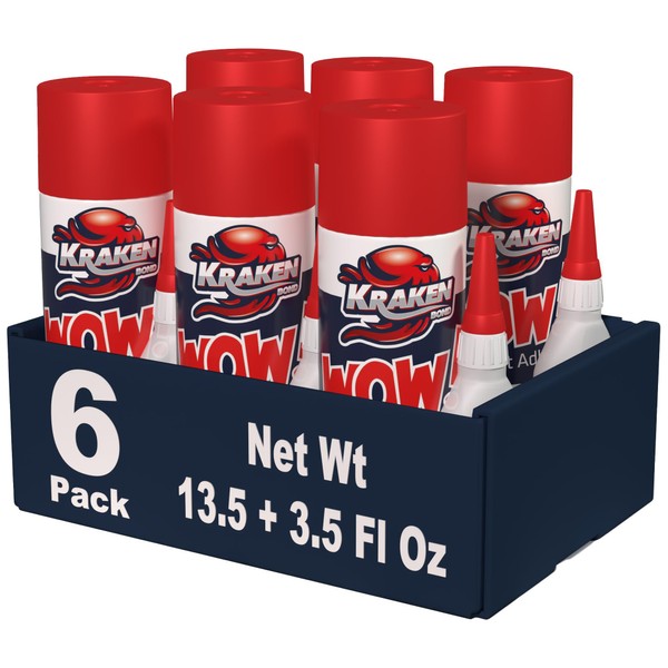Kraken Bond WOW! CA Glue (6x3.50 oz) with Spray Adhesive