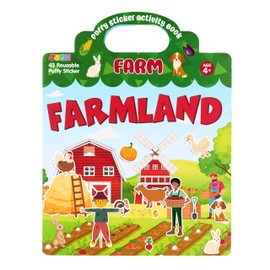 JOYIN Puffy Sticker Book, Reusable Sticker Activity Books for Kids, Travel Toys for Airplane, Cute Restickable Stickers, Crafts Gifts - Farm Animlas