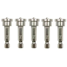 WADY 5 Pcs Magnetic Positioning Screwdriver Bits, Drywall Screw Setter PH2 Bits for Plasterboard Sheetrock Screw 1/4 Inch Hex Shank Positioning Bit Batch Head, 50mm Screws Positioning Bit Batch Head