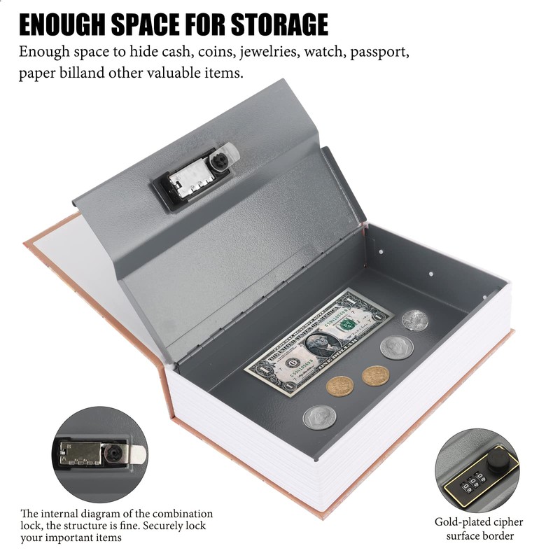 Foreverup Book Safe with Combination Lock, Book Safe, 24 x