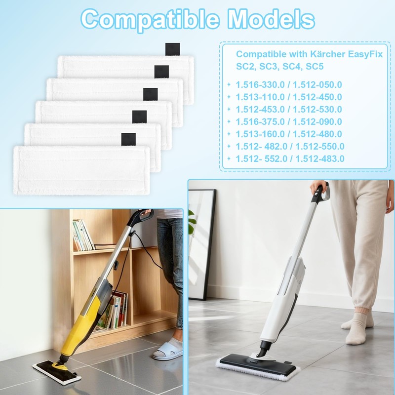 5PCS Replacement Steam Mop Pad Compatible with Karcher Accessories Mop