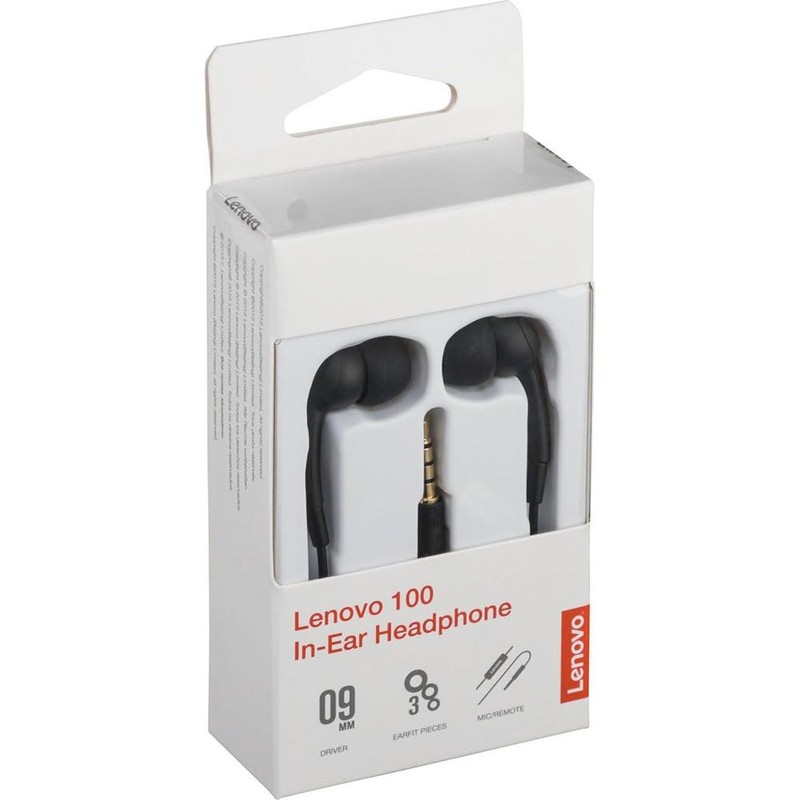 Lenovo 100 in-Ear Headphone, Wired, Microphone, Noise Isolating, 3 Ear