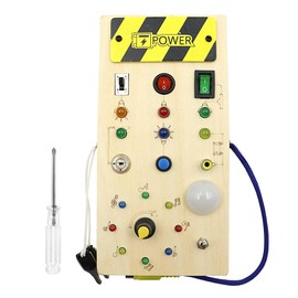 Namvo Montessori Busy Board 1-Year-Old Babies Activity Board Wooden playthings with 8 LED Light Switch playthings Sensory Learning playthings Suitable for 1 2 3 4 Year-Old Babies