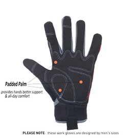 HANDLANDY Work Gloves Mens & Women, Utility Safety Mechanic Working Gloves Touch Screen, Flexible Breathable Yard Work Gloves (Large, Red)