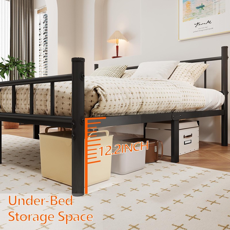 zizin King Size Metal Bed Frame with Headboard & Footboard