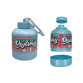 Omana Protein Powder Container Funnel Portable Dietary Supplement Powder Storage with Keyring for Travel Gym Workout Fitness 60 g 200 ml Blue