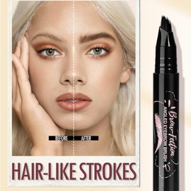 Eyebrow Pencils, Upgrade Eyebrow Pen with Brow-Fection Angled Brush, Hair-Like Strokes, 24hrs Long-Lasting, Waterproof, Smudge-Proof, Easy to Use, Multiple Uses- 01 BROWN