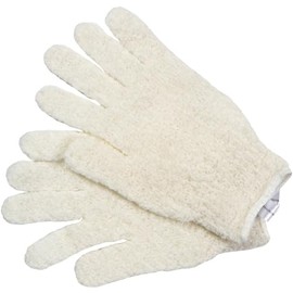CALA - guantes de baño exfoliantes (1 par, color crema)