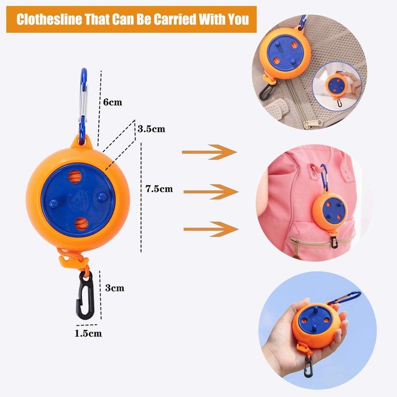 Camping Washing Line, 8 Meters Travel Clothesline Retractable Laundry Rope
