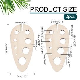 PH PandaHall 2pcs Wooden Herb Stripping Tool 8 Holes Teardrop Wood Herb Stripper Wooden Herb Stripper Leaves Cutter Rustic Safe Kitchen Tool for Cooking Gift, Christmas, Mom, Housewife, Hole: 2-16mm