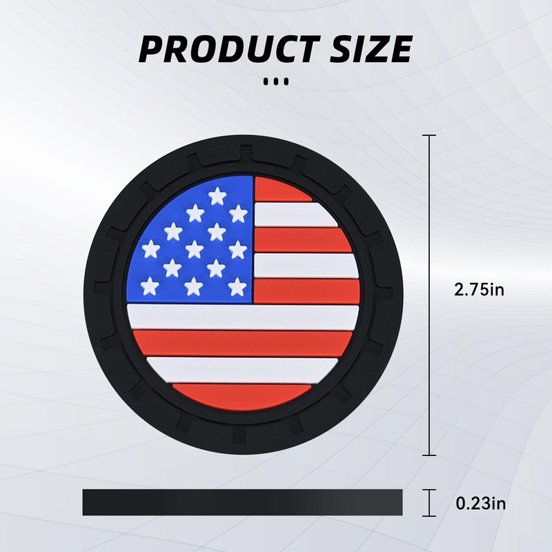 Alieemo 4PCS Car Cup Holder Coasters, 2.75 Inch American Flag