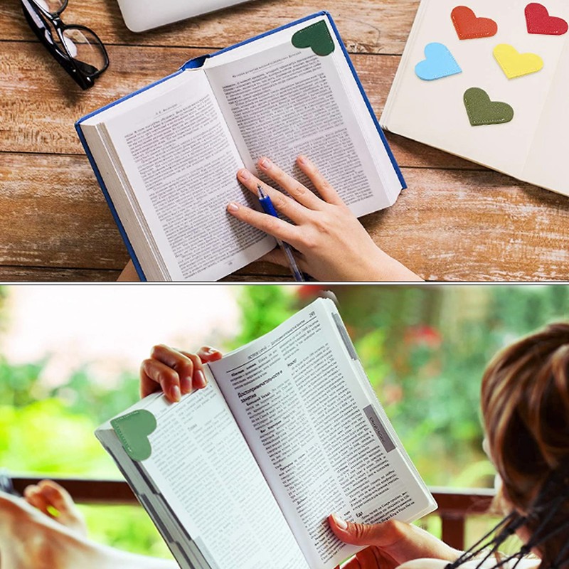 3 Set Page Corner HandMade HeartShaped Leather Bookmark Making Fabric