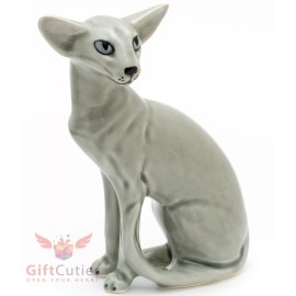 handmade Porcelain Figurine of Oriental Shorthair Cat Kitty Kitten