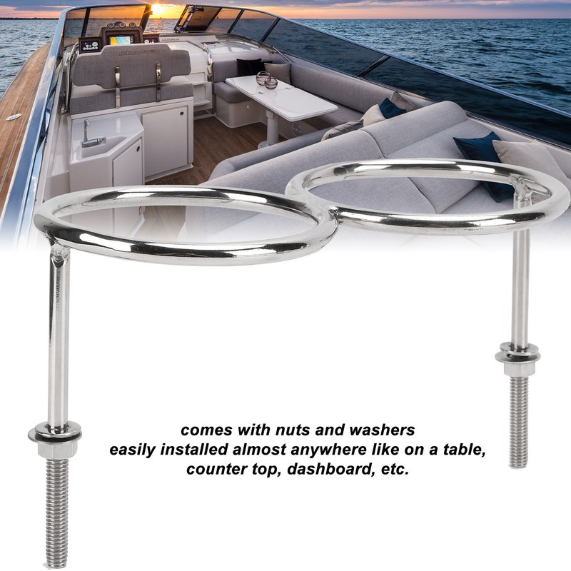 316 Stainless Steel Double Ring Cup Holder with Mounting Nut