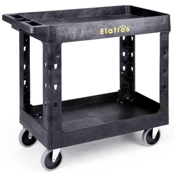 ELAFROS Heavy Duty Plastic Utility Cart 34 x 17 Inch